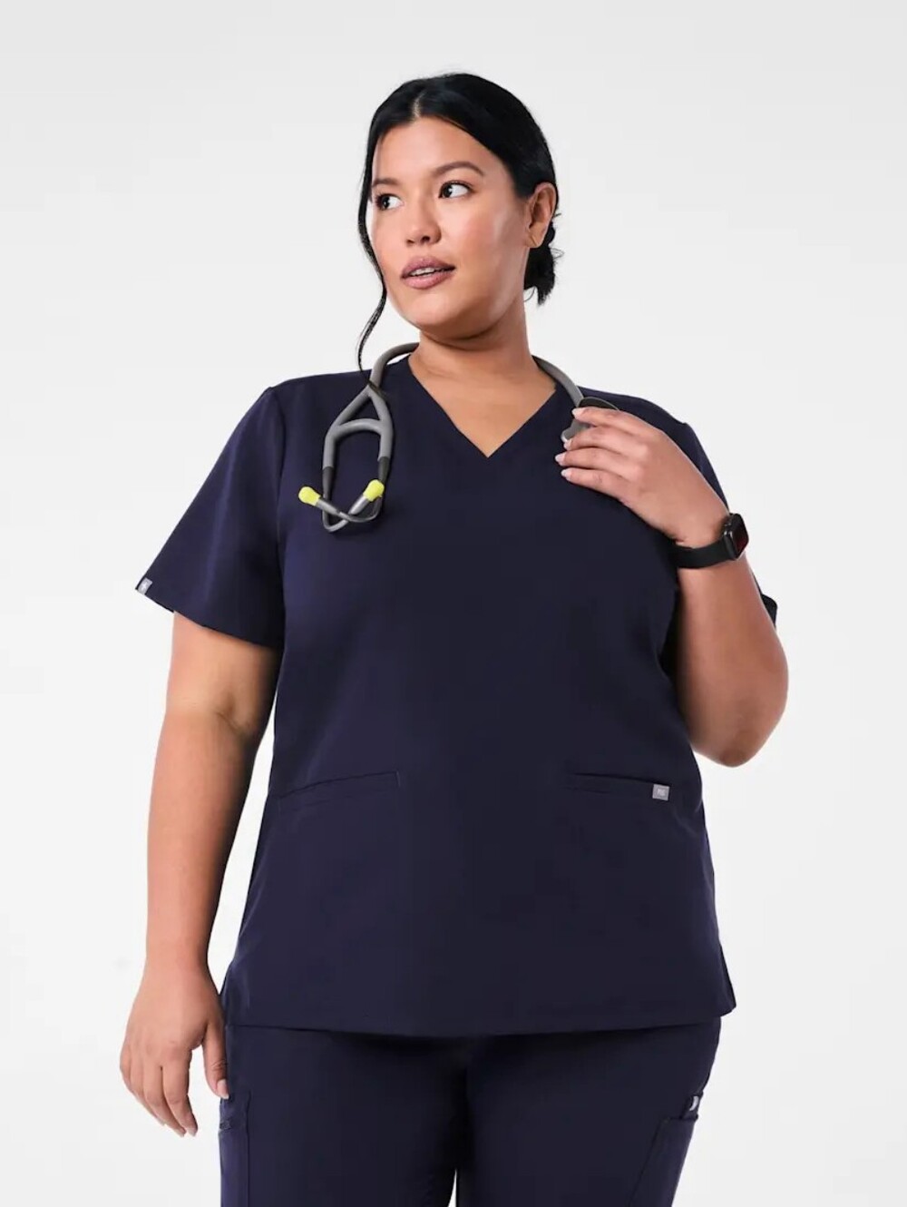 FIGS Casma Scrub Top Navy XXL 2XL Women’s 3 Pocket V-Neck FIONx Stretch Medical